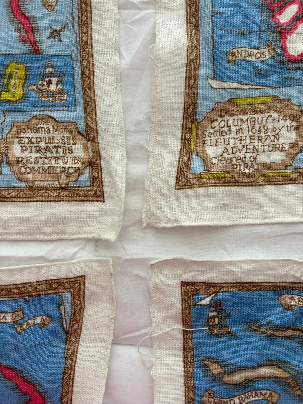 Bahama Islands VTG Irish Linen 4 Placemats map